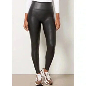 SPANX Black Faux-Leather Leggings